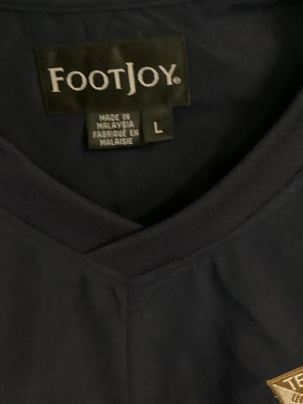 FootJoy Kids Navy V-Neck Windshirt with Gold Logos